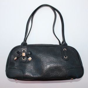 SOLD - Gucci Guccisima Princy Bow Black Leather Boston Bag B10985.3